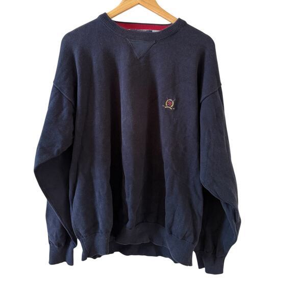 Tommy Hilfiger Cotton Crewneck Sweater Navy Blue XL - Picture 1 of 4